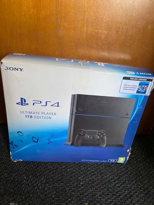 SONY PLAYSTATION 4 CHU-1216B IN BOX*1 TB*HDMI,POWER and USB CABLES*REMOT CONTROLLER*4 GAMES